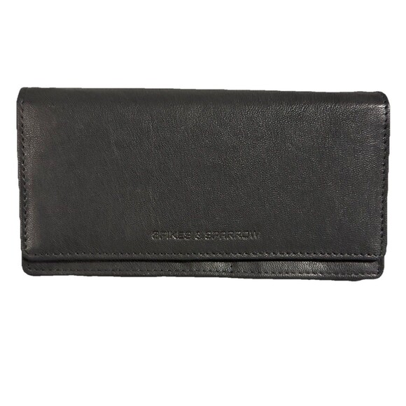 SPIKES & SPARROW Black Leather Bi Fold Multiple Compartment Smith Wallet New - Picture 2 of 6